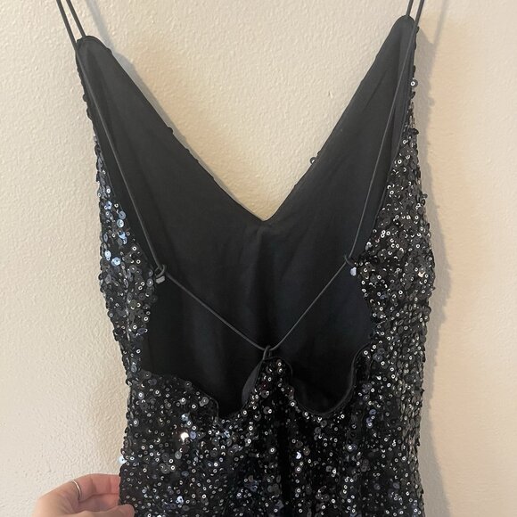 Lulus Black Sequin Sparkly Holiday New Years Mini Dress S Backless Sexy Club Hot - Picture 8 of 8